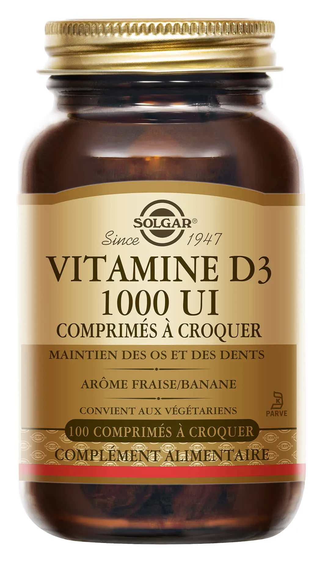 Flacon de Vitamine D3 1000 UI Solgar